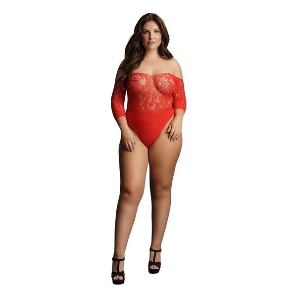 LE DESIR CROTCHLESS RHINESTONE TEDDY - ROJO