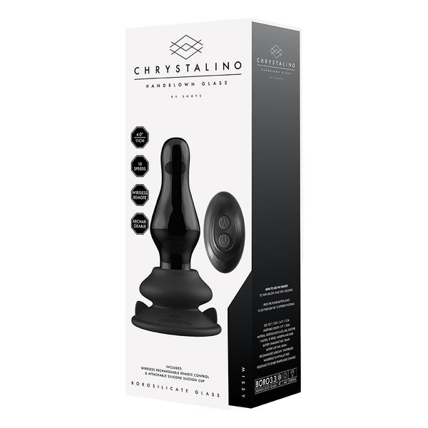 MISSY - GLASS VIBRATOR - WITH SUCTION CUP AND REMOTE - RECARGABLE - 10 VELOCIDADES - NEGRO - imagen 3