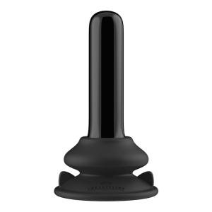 THUMBY - GLASS VIBRATOR - WITH SUCTION CUP AND REMOTE - RECHARGEABLE - 10 VELOCIDADES - NEGRO