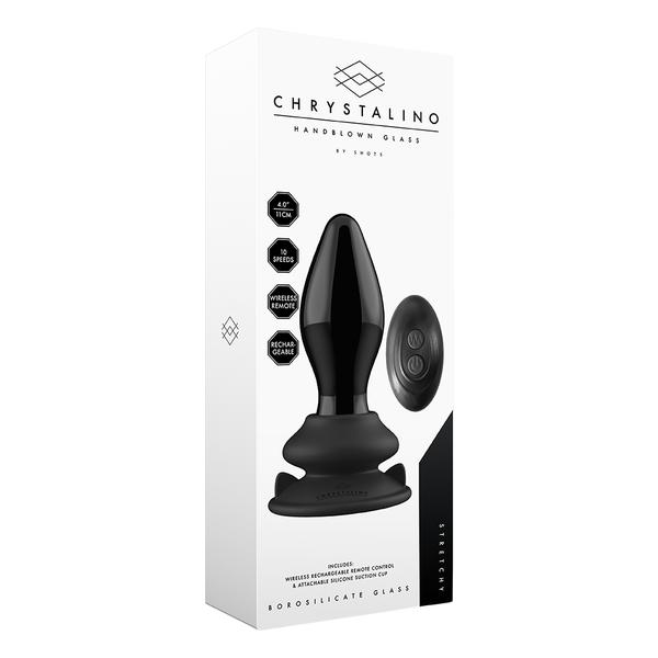 STRETCHY - GLASS VIBRATOR - WITH SUCTION CUP AND REMOTE - RECHARGEABLE - 10 VELOCIDADES - NEGRO - imagen 1