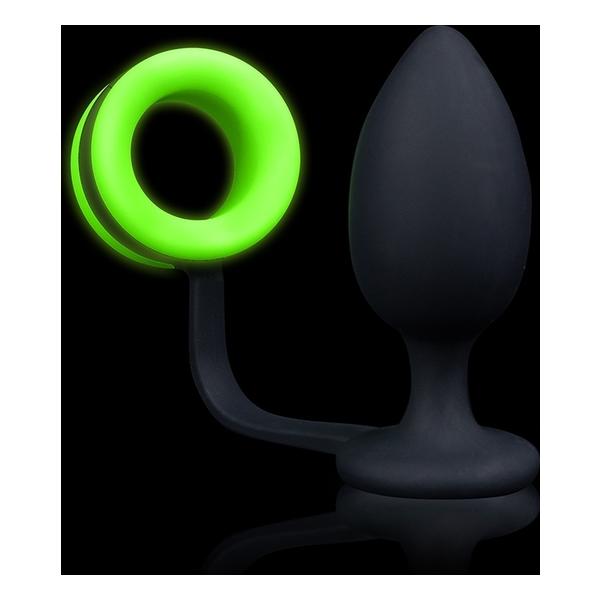 OUCH! - ANILLO PARA EL PENE CON PLUG ANAL- GLOW IN THE DARK