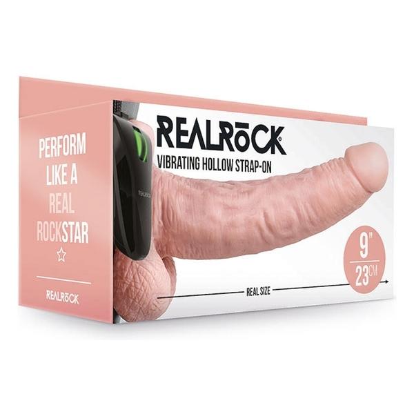 REALROCK-STRAP-ON HUECO VIBRATORIO CON BOLAS - 9/ 23 CM-PIEL - imagen 1