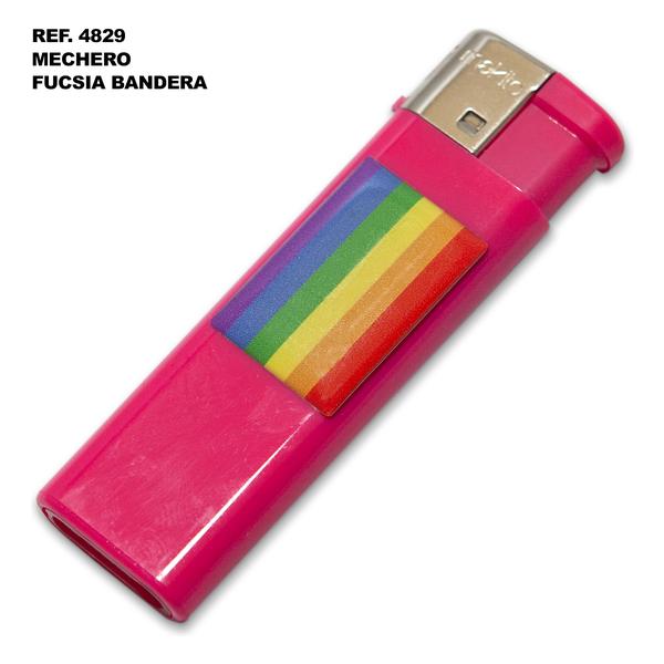 MECHERO ELECTRICO FUSCIA CON BANDERA LGBT