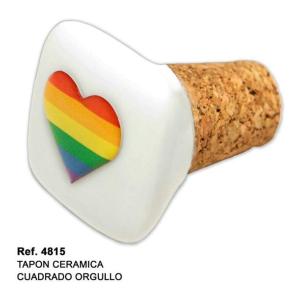 TAPON CERAMICA CORCHO CUADRADO CON BANDERA LGBT