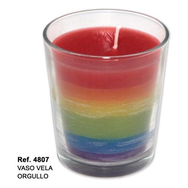 VASO VELA CON LA BANDERA LGBT