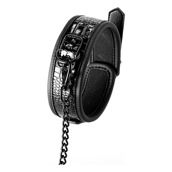 BLAZE COLLAR AND LEASH CROCO BLACK - imagen 1