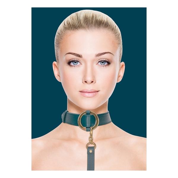 OUCH HALO - COLLAR WITH LEASH - VERDE